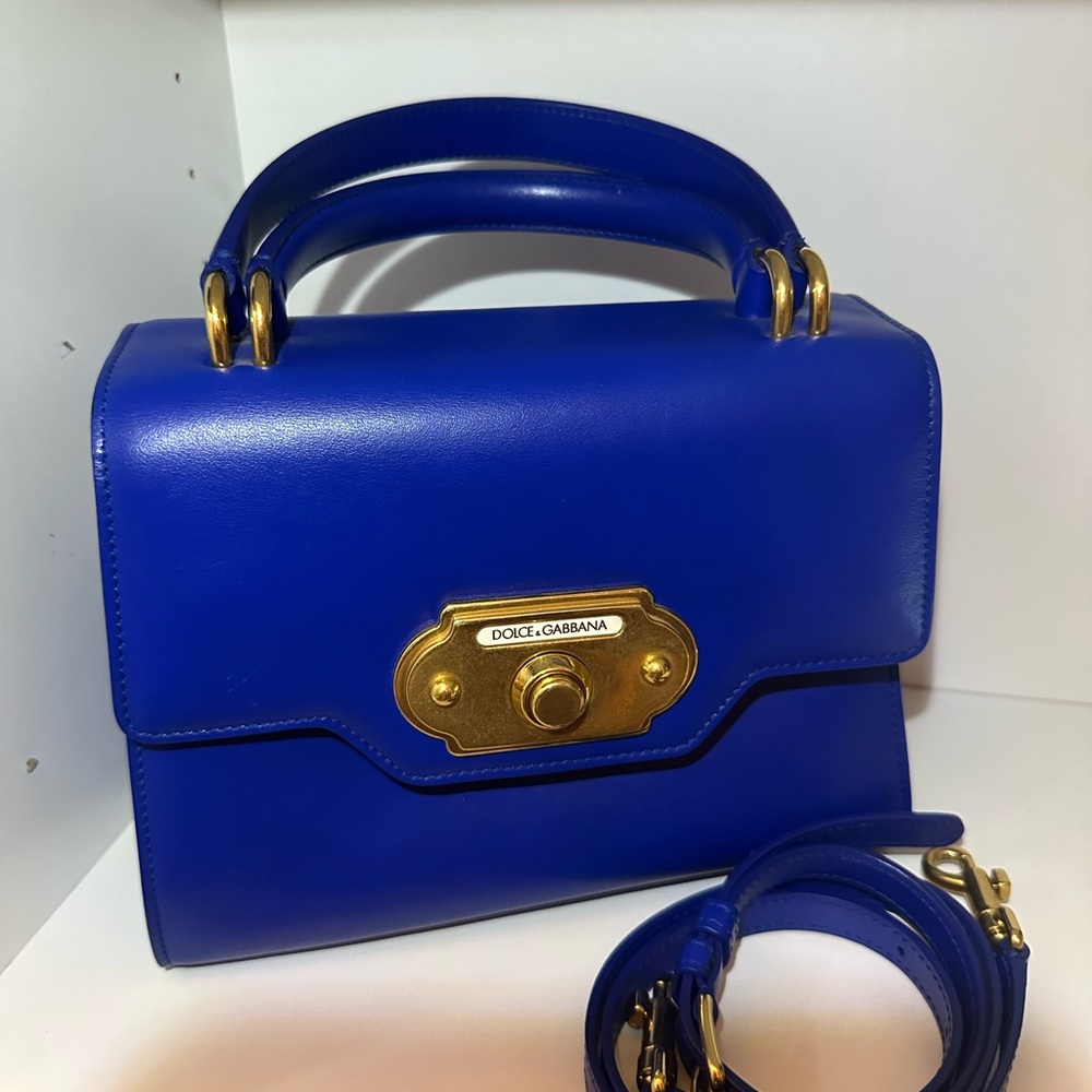 Dolce & Gabbana Royal Blue Satchel with Gold Accents